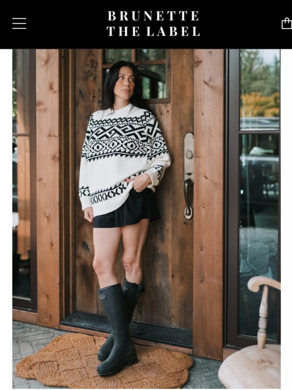 Brunette the Label Fair Isle Knit Sweater Black Brown Oversized XS/S - Picture 9 of 11